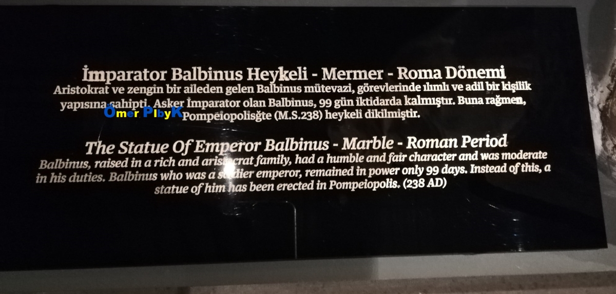 İmparator Balbinus Heykeli ; Mersin Arkeoloji Müzesi