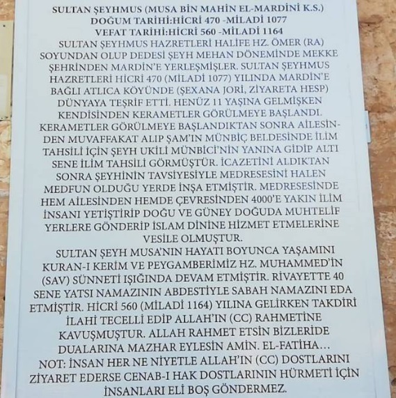 Sultan şehmus Türbesi ; Mardin