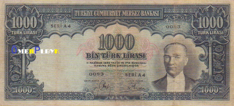 1000 Bin Türk Lirası 15.06.1939