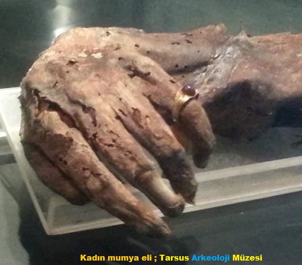 Kadın mumya eli ; Tarsus Arkeoloji Müzesi 