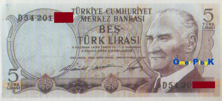 5 Beş Türk Lirası 