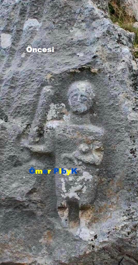 Tahrip edilmiş Adam kaya kabartması ; Antalya
