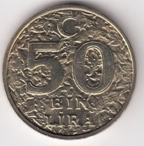 50000 (Elli bin) 1998 Türkiye Cumhuriyeti madeni parası 