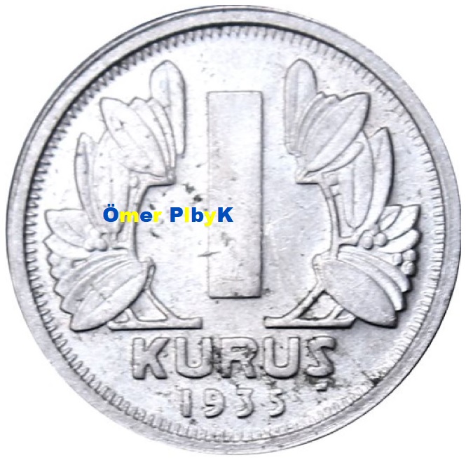 1 Kuruş 1935 Türkiye Cumhuriyeti madeni parası 