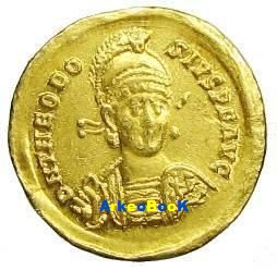 II. Theodosius (Teodosyüs) Bizans (Doğu Roma) İmparatorluğu (MS 402-450) sikkesi