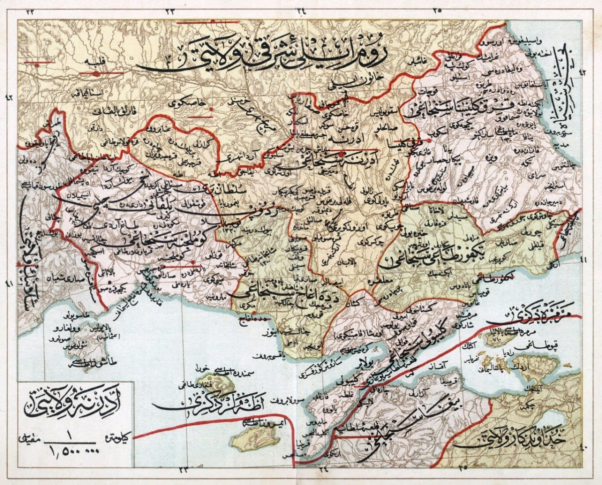 Edirne Vilayeti 1909 yılı haritası