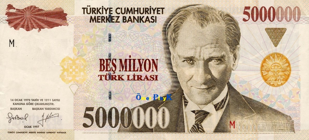 Beş (5000000) Milyon 1997 Türk Lirası  