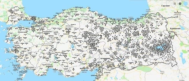 Türkiye'deki Ermeni kiliselerinin 1915 öncesi haritası