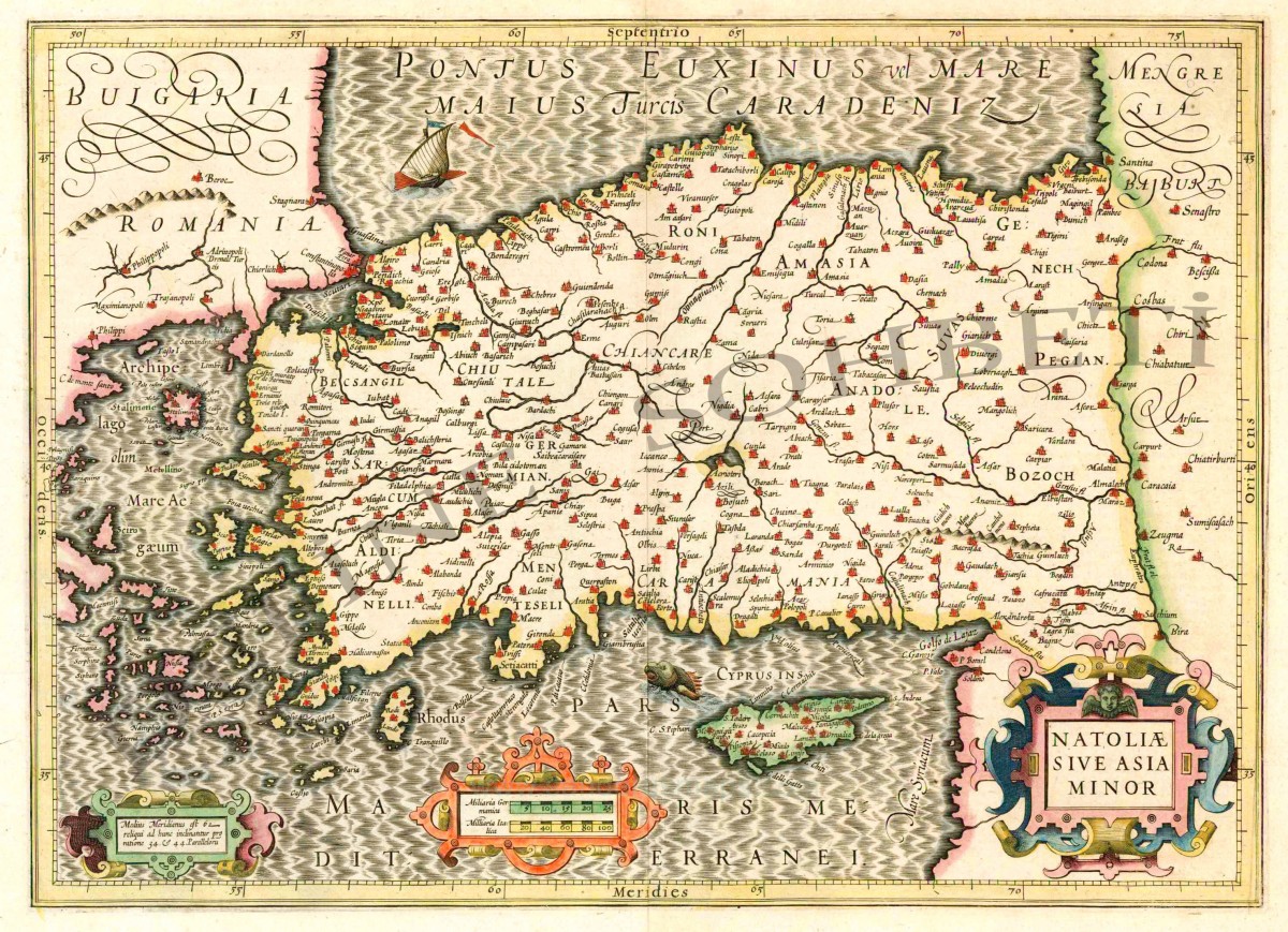 Türkiye haritası (1563 1612) Jodocus Hondius 