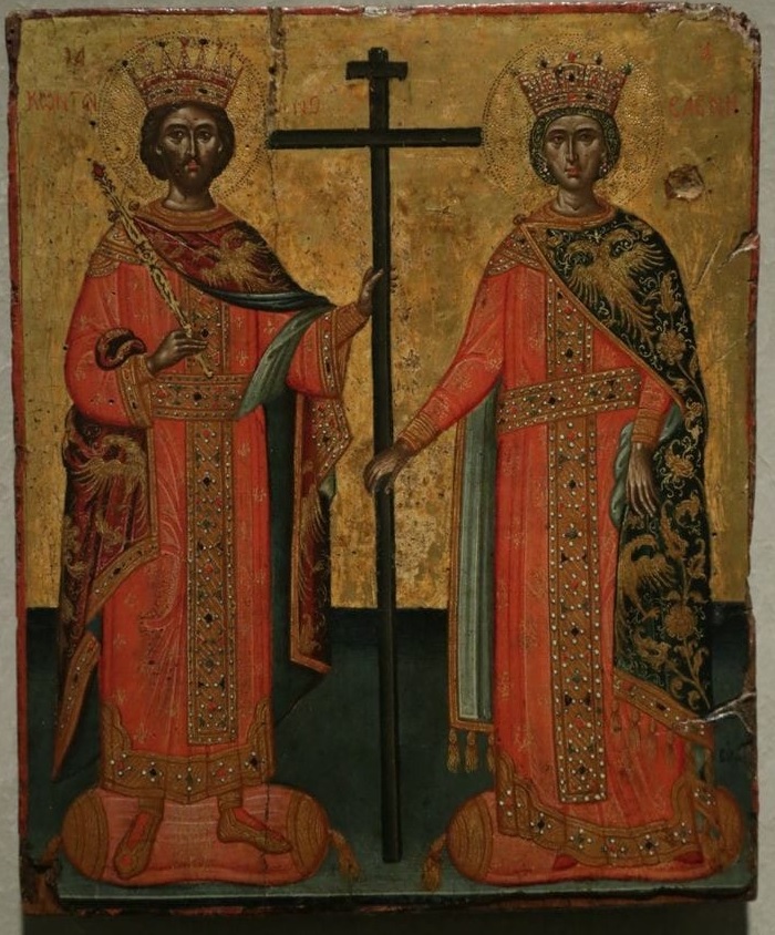 Bizans İmparatorları Konstantin ve Elena ikonu