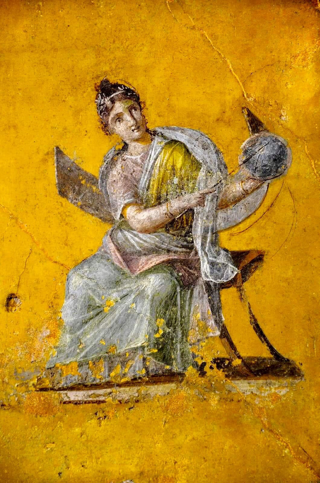 Uranya (Urania) , Astronominin ilham perisi tasviri duvar resmi, Pompeii