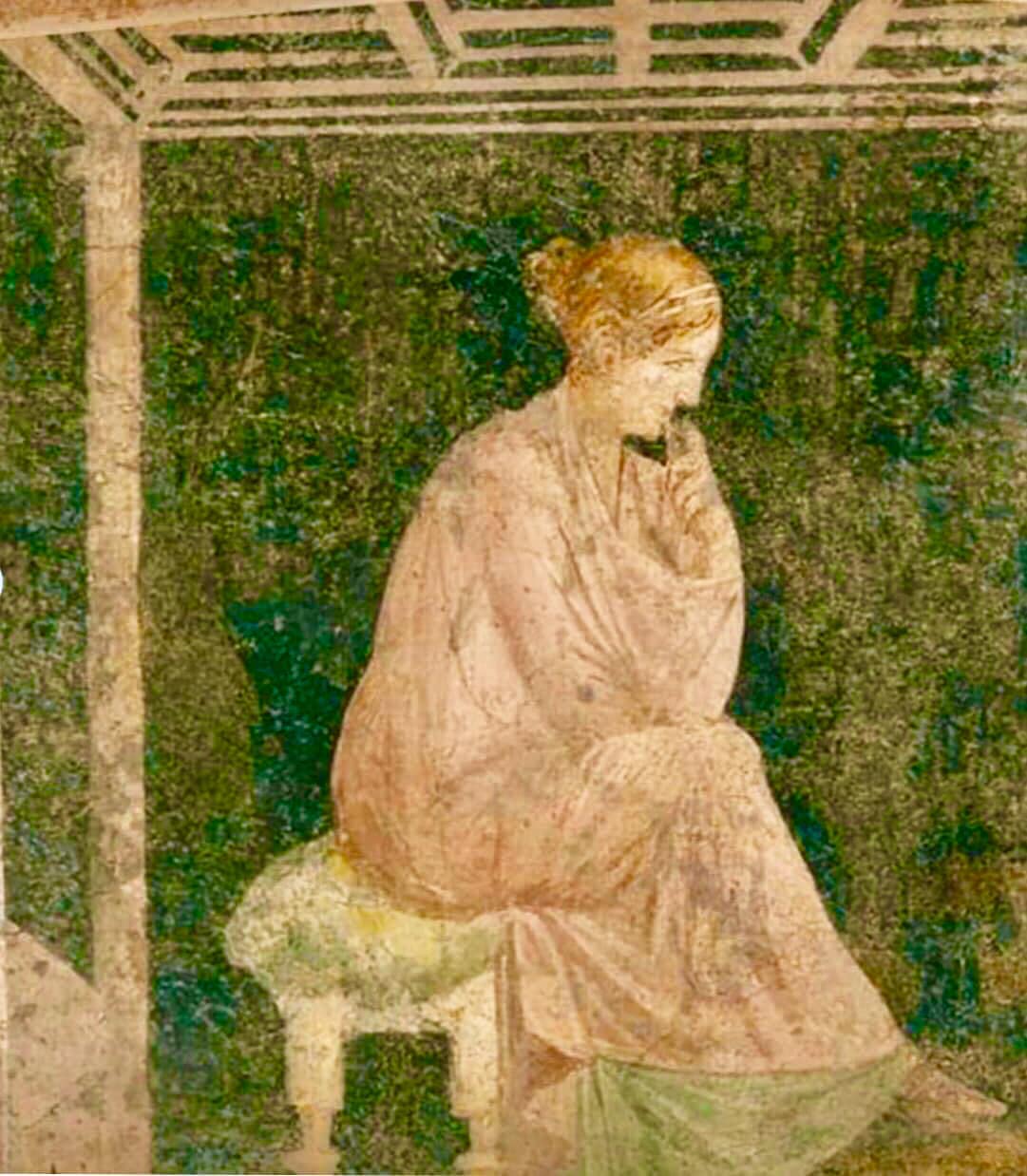 Oturan bir Roma'lı kadını freskosu 